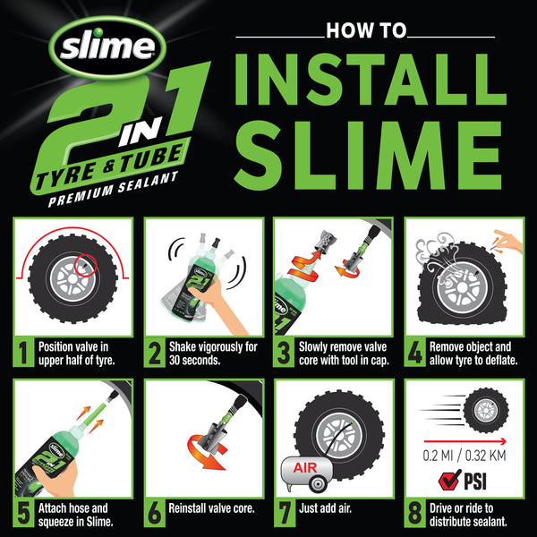 How to Install Slime 2-in-1 Tire & Tube Sealant Instructions
