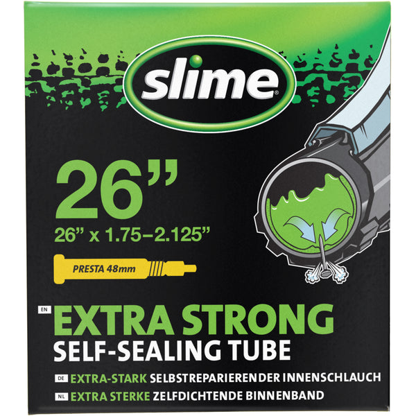 Slime Extra Strong Self-Sealing Bicycle Tubes 26" x 1.75-2.125" Presta #30060 In Package